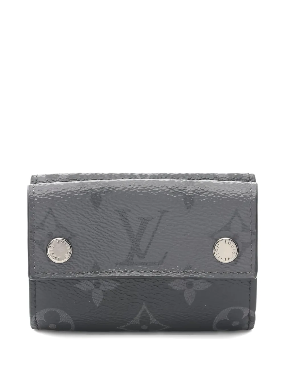 Pre-owned Louis Vuitton 2021s Monogram Eclipse Trifold Wallet In Gray