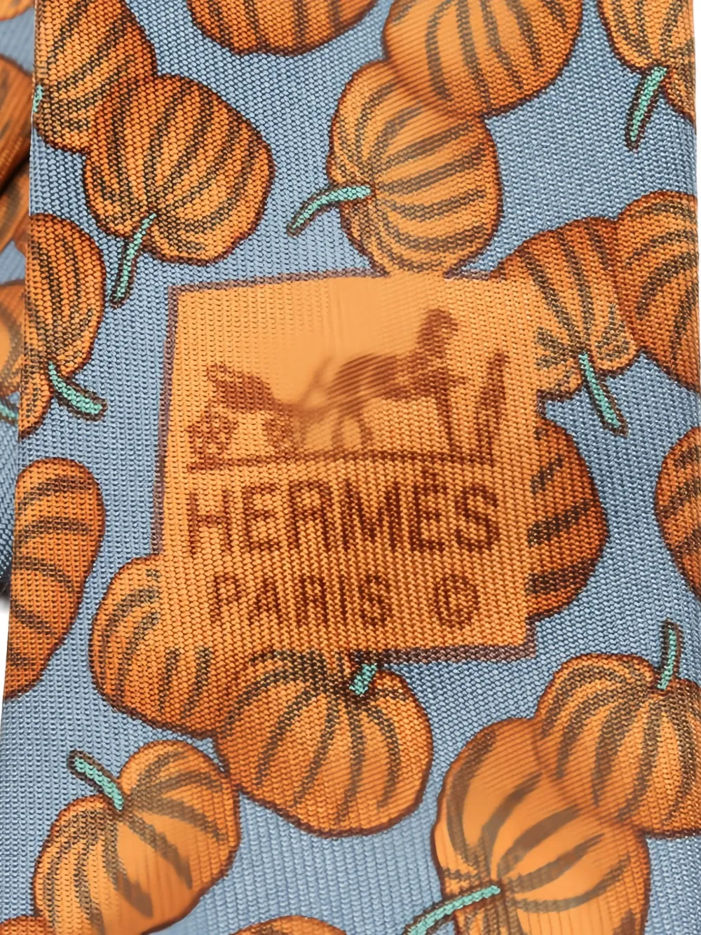 Pre-owned Hermes 2010s Pumpkin-print Silk Tie In Blue