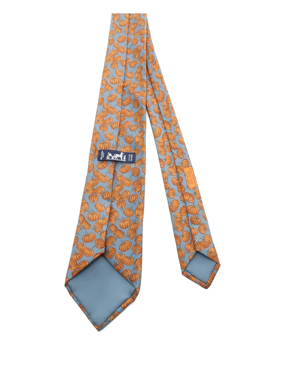 Pre-owned Hermes 2010s Pumpkin-print Silk Tie In Blue