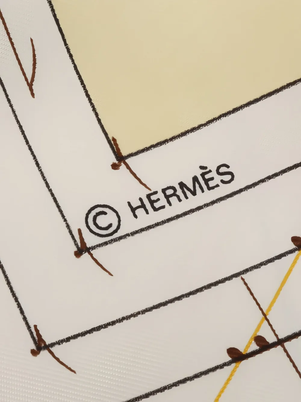 Pre-owned Hermes 2010s Carré 90 La Musique Des Spheres Silk Scarf In Yellow