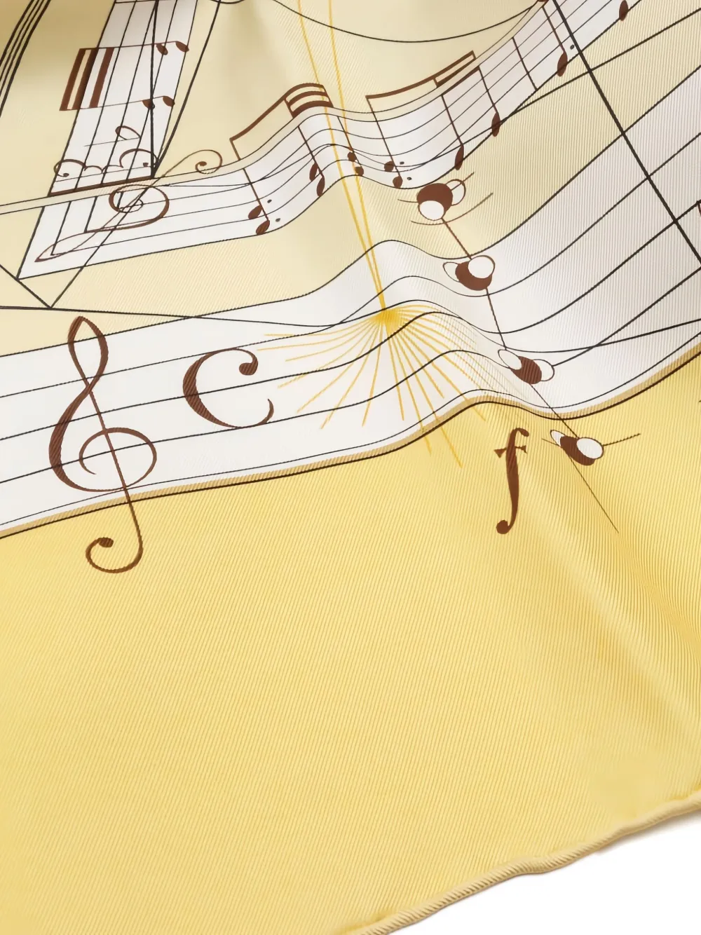 Pre-owned Hermes 2010s Carré 90 La Musique Des Spheres Silk Scarf In Yellow