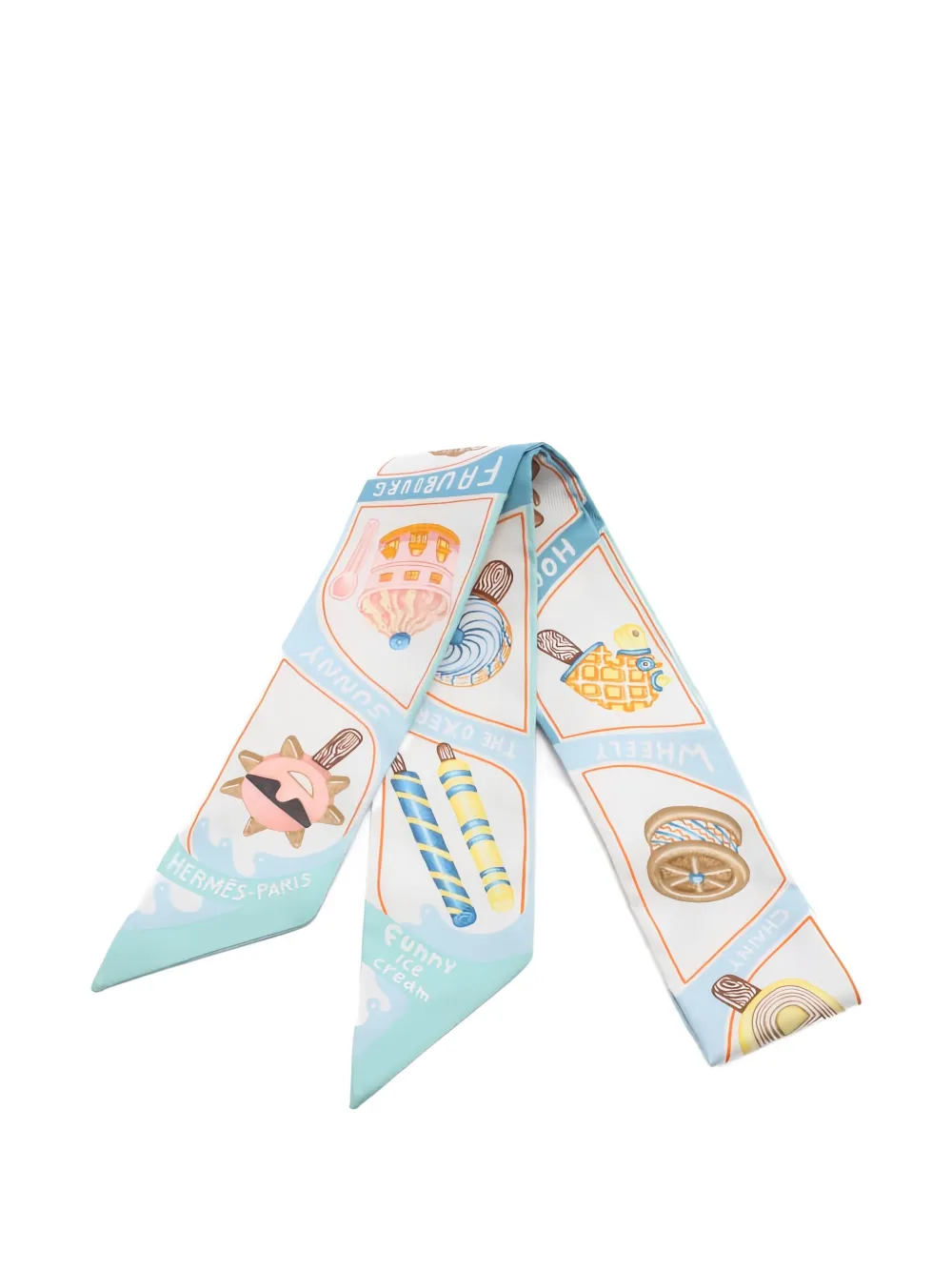 Hermès Pre-Owned 2020s Funny Ice Cream Twilly scarf | White | Image 1