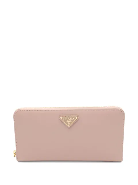 Prada Pre-Owned 2020s triangle round zip saffiano wallet