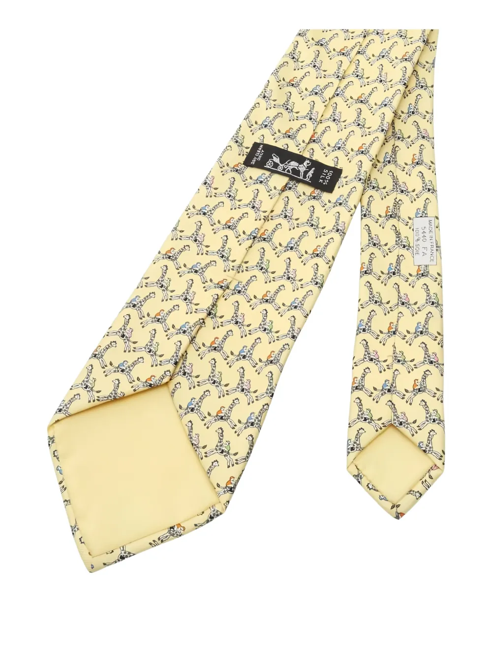 Pre-owned Hermes 2010s All-over Pattern Silk Tie In Yellow