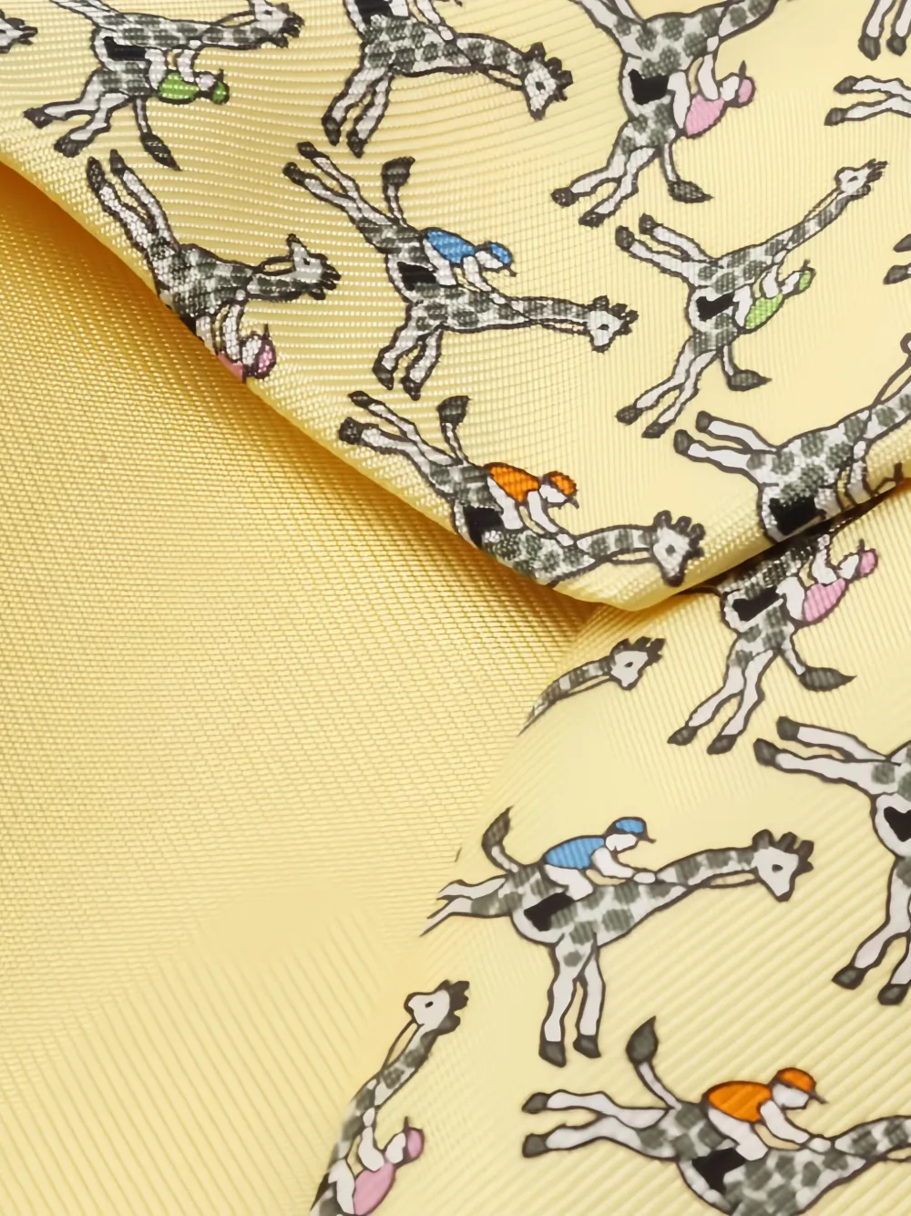 Pre-owned Hermes 2010s All-over Pattern Silk Tie In Yellow
