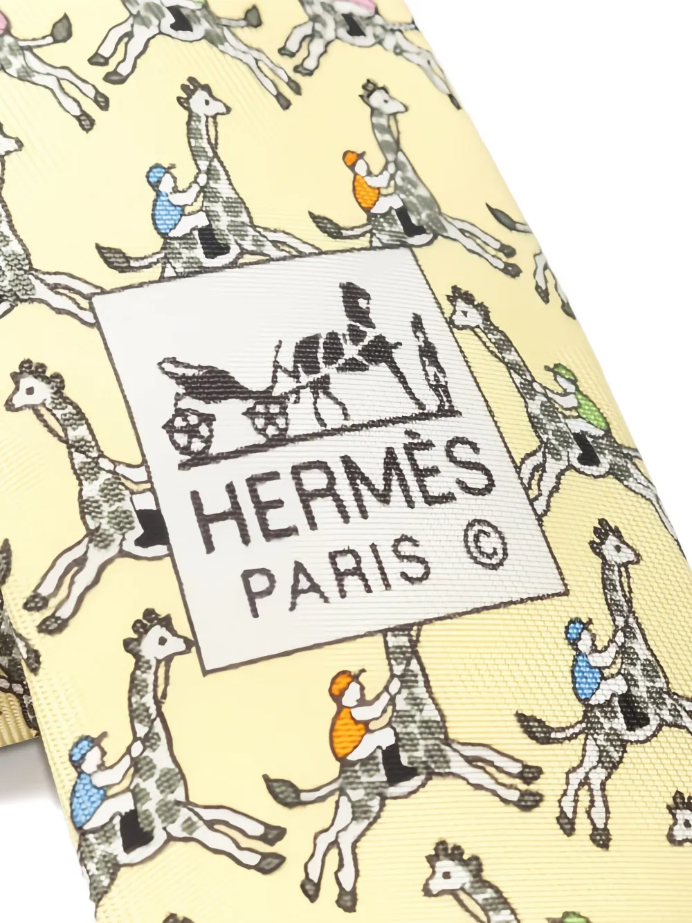 Pre-owned Hermes 2010s All-over Pattern Silk Tie In Yellow