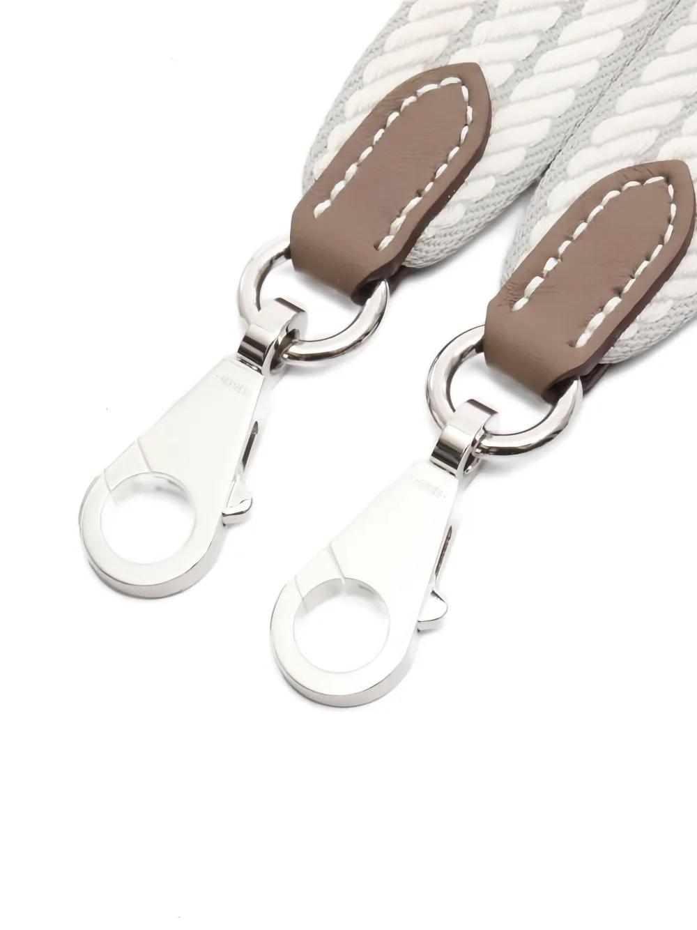 Pre-owned Hermes 2025 Cordage Gripar Shoulder Strap In White