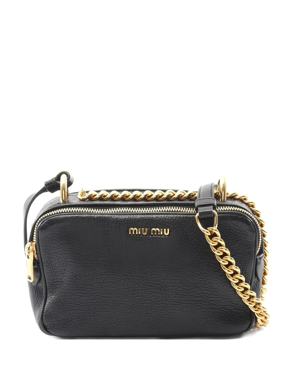 Pre-owned Miu Miu 2010s Leather Shoulder Bag In Black