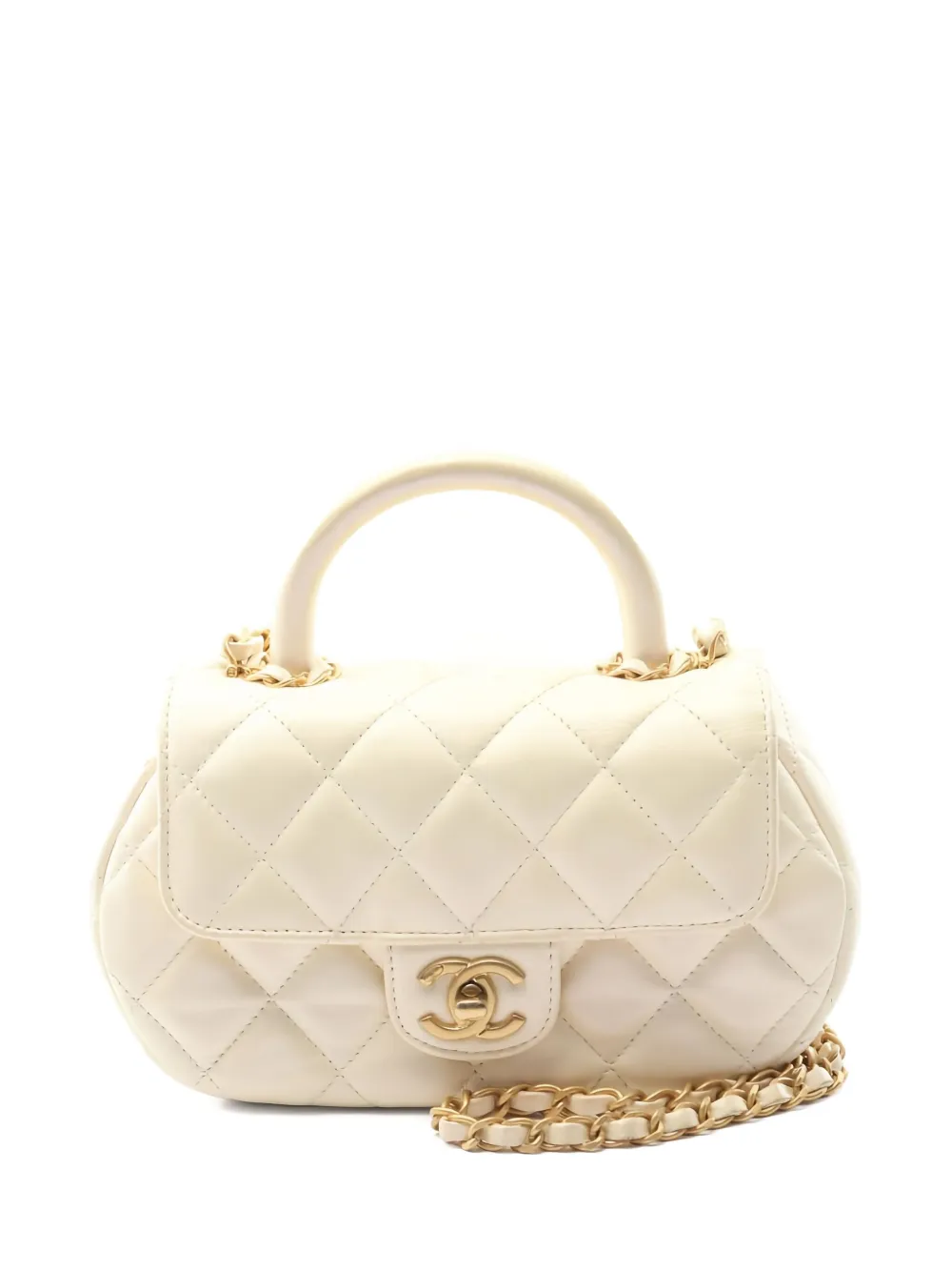 Pre-owned Chanel 2021s Classic Flap Diamond Quilting Tote Bag In Neutral