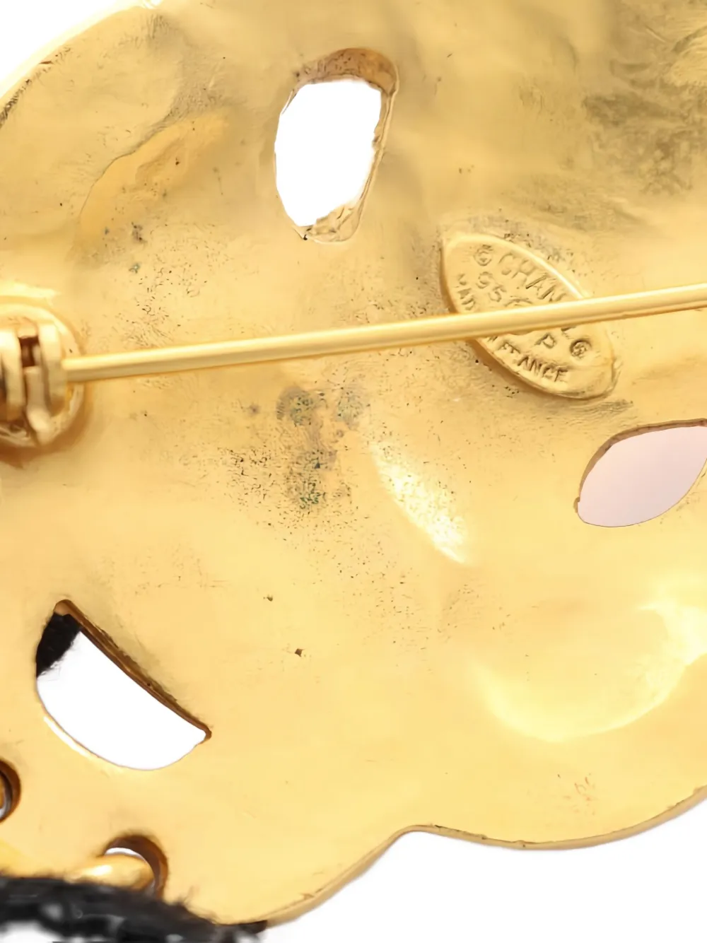 Pre-owned Chanel 1986-1988 Coco Mark Bells Brooch In Gold
