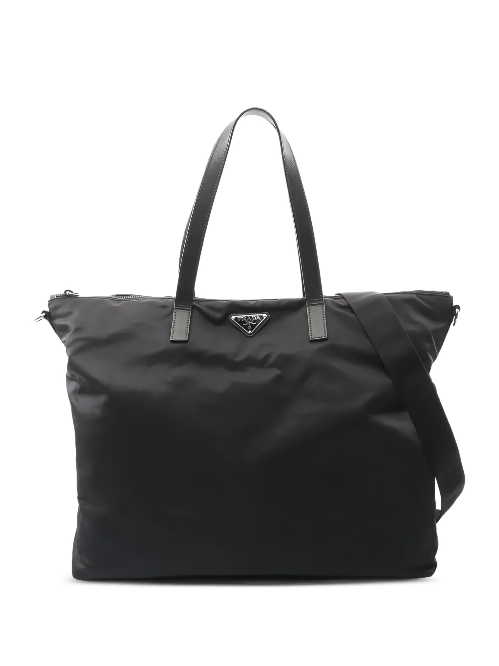 Pre-owned Prada 2000s 2way Logo-plaque Tote Bag In Black