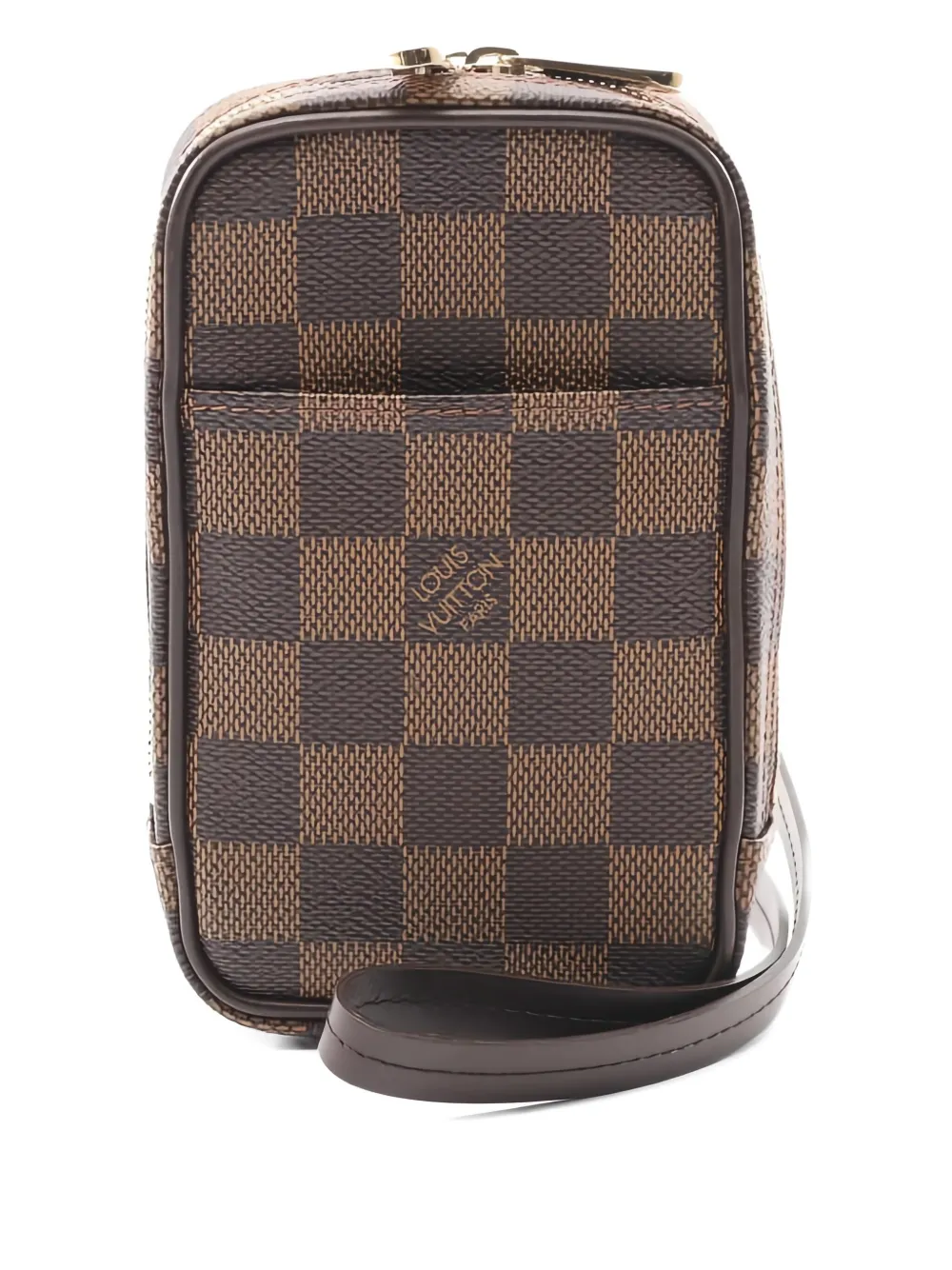 Pre-owned Louis Vuitton 2007 Damier Ebène Leather Pouch In Brown