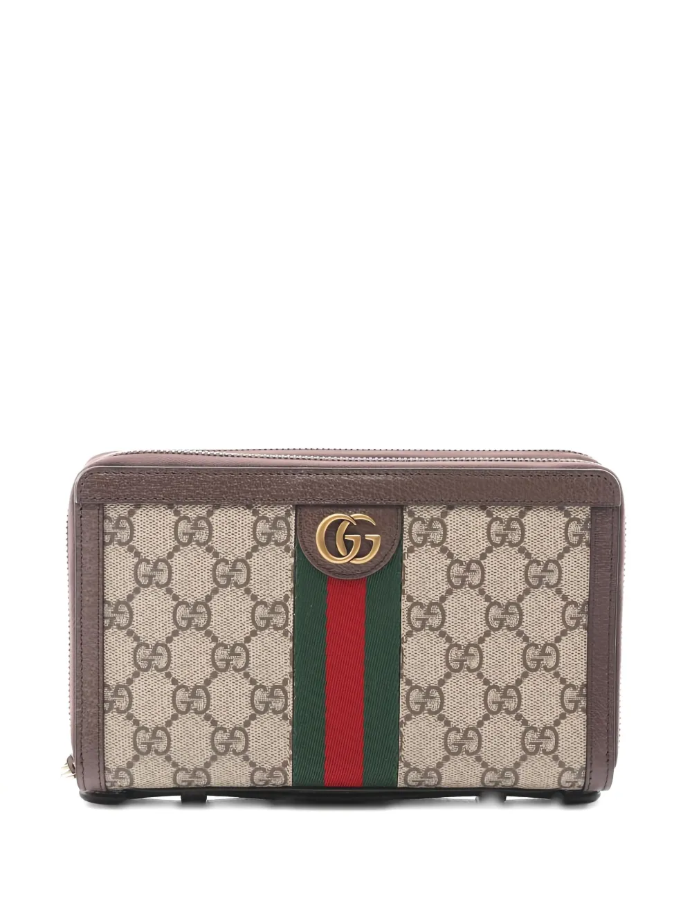 Pre-owned Gucci 2020s Ophidia Zip Wallet In Brown