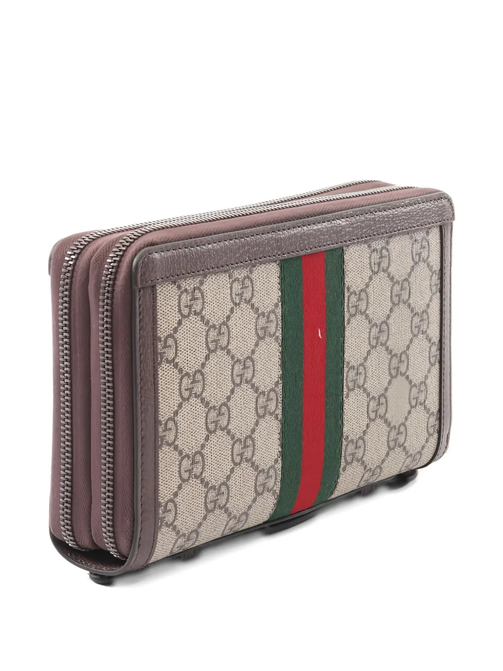 Pre-owned Gucci 2020s Ophidia Zip Wallet In Brown