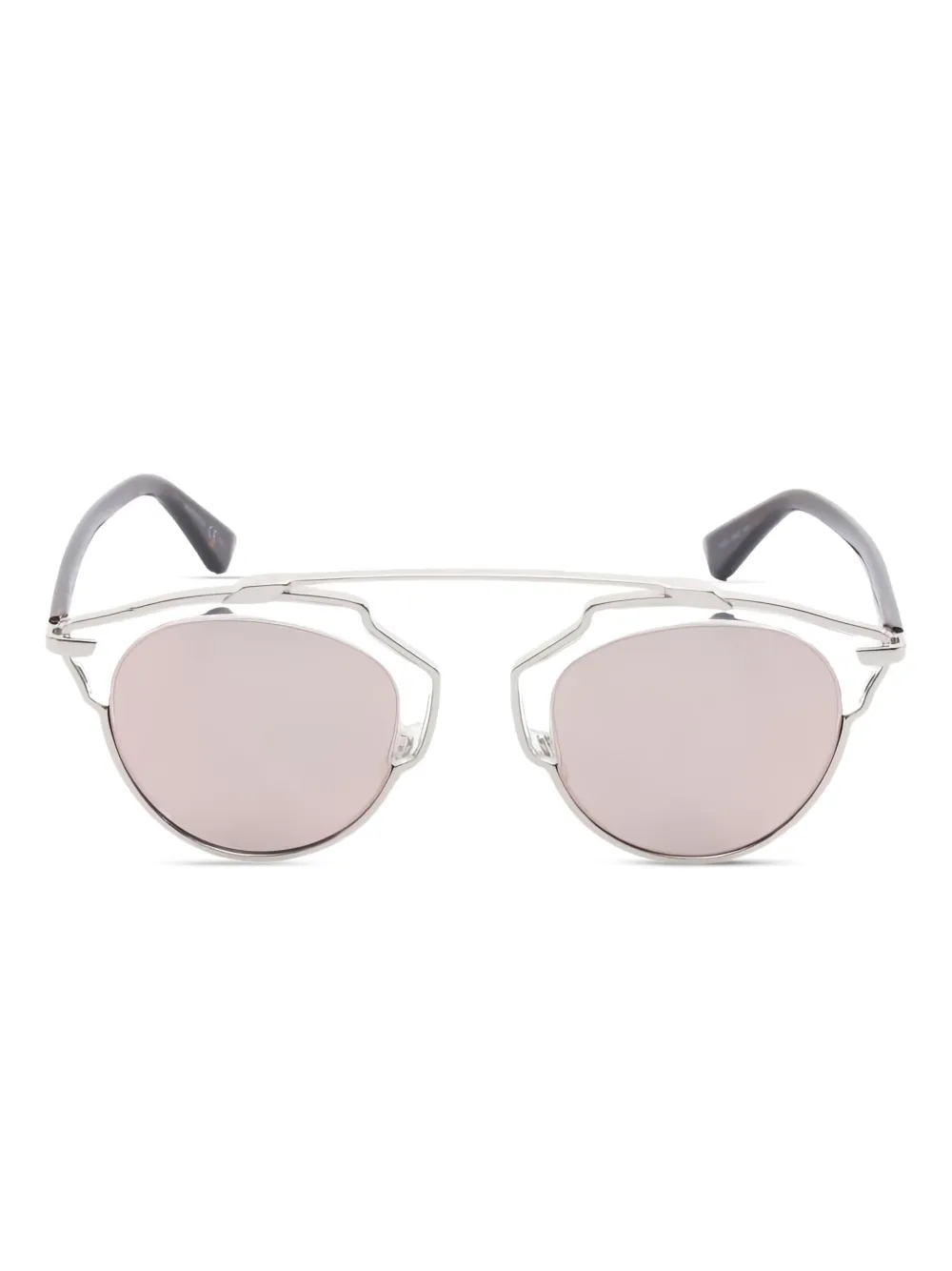 Christian Dior Pre-Owned 2020s SoReal ラウンドフレーム サングラス - シルバートーン