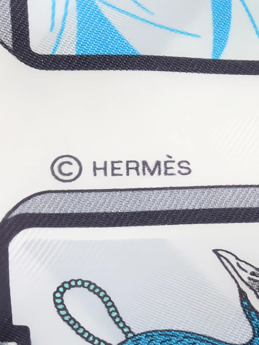 Pre-owned Hermes Story Ribbon Printed Scarf In White