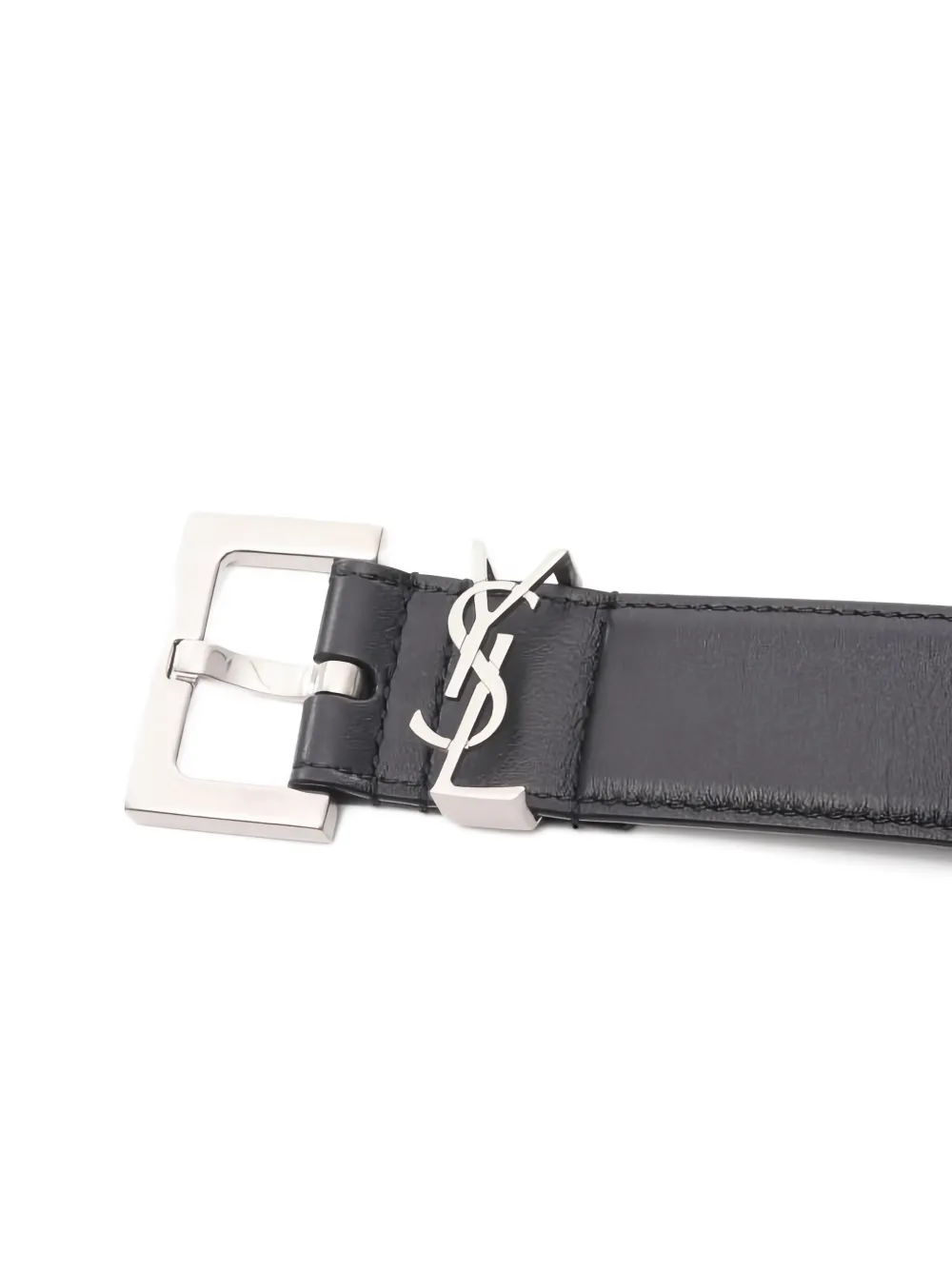Pre-owned Saint Laurent 2020s Cassandre Leather Belt In Black