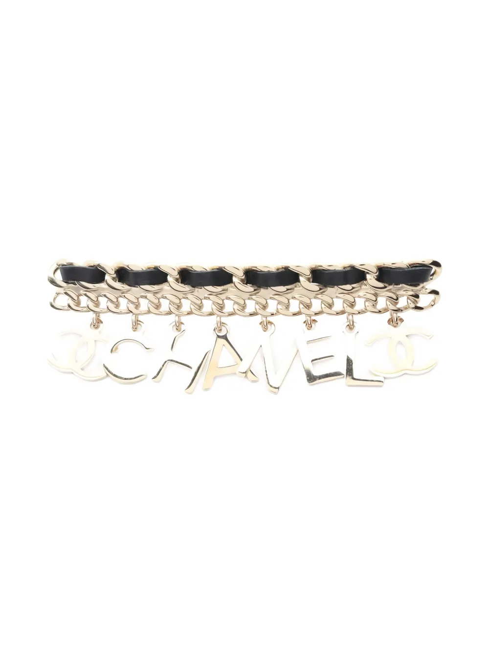 Pre-owned Chanel 1986-1988 Logo-charm Brooch In Gold