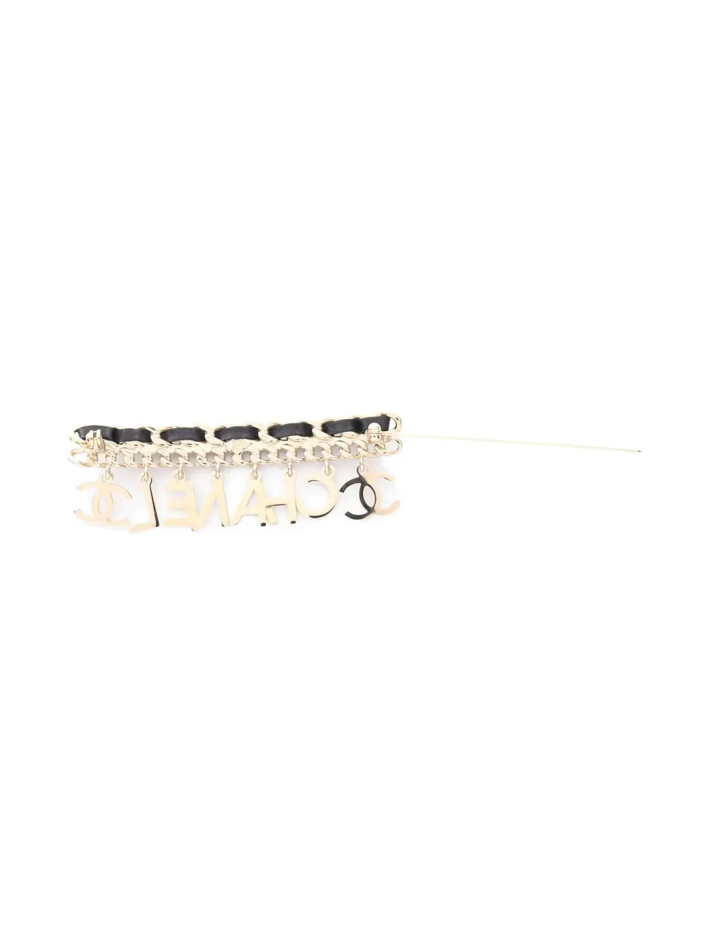 Pre-owned Chanel 1986-1988 Logo-charm Brooch In Gold