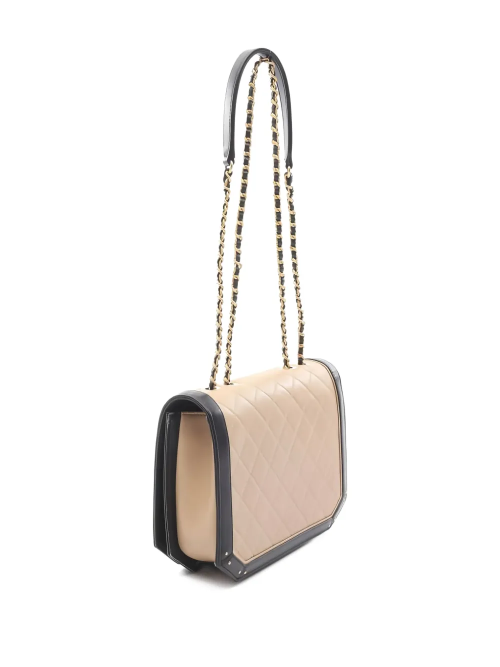 Pre-owned Chanel 2017-2018 Matelassé Chain-strap Leather Shoulder Bag In Neutral