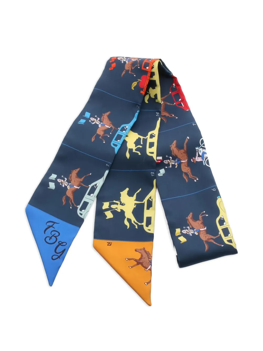 Hermès Pre-Owned 2020s Parade ribbon printed scarf | Blue | Image 1