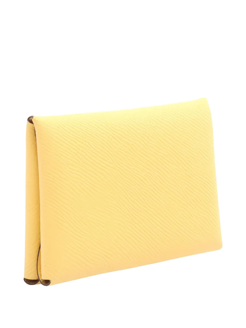 Pre-owned Hermes 2025 Calviduo Sun Leather Coin Wallet In Yellow