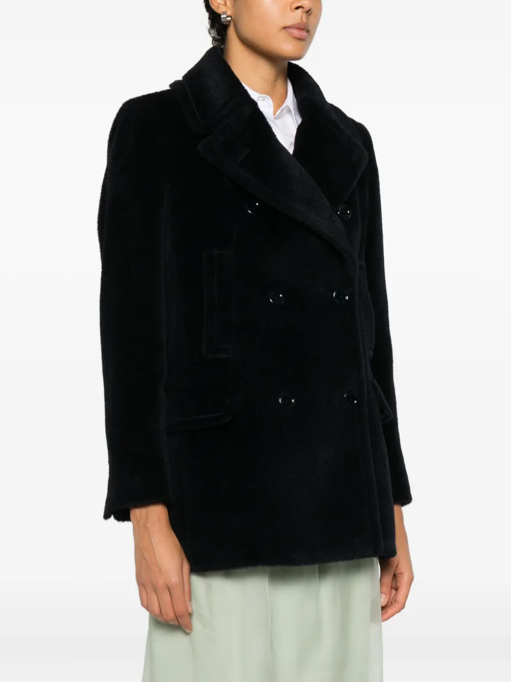 Tagliatore Abric Double-breasted Coat In Black