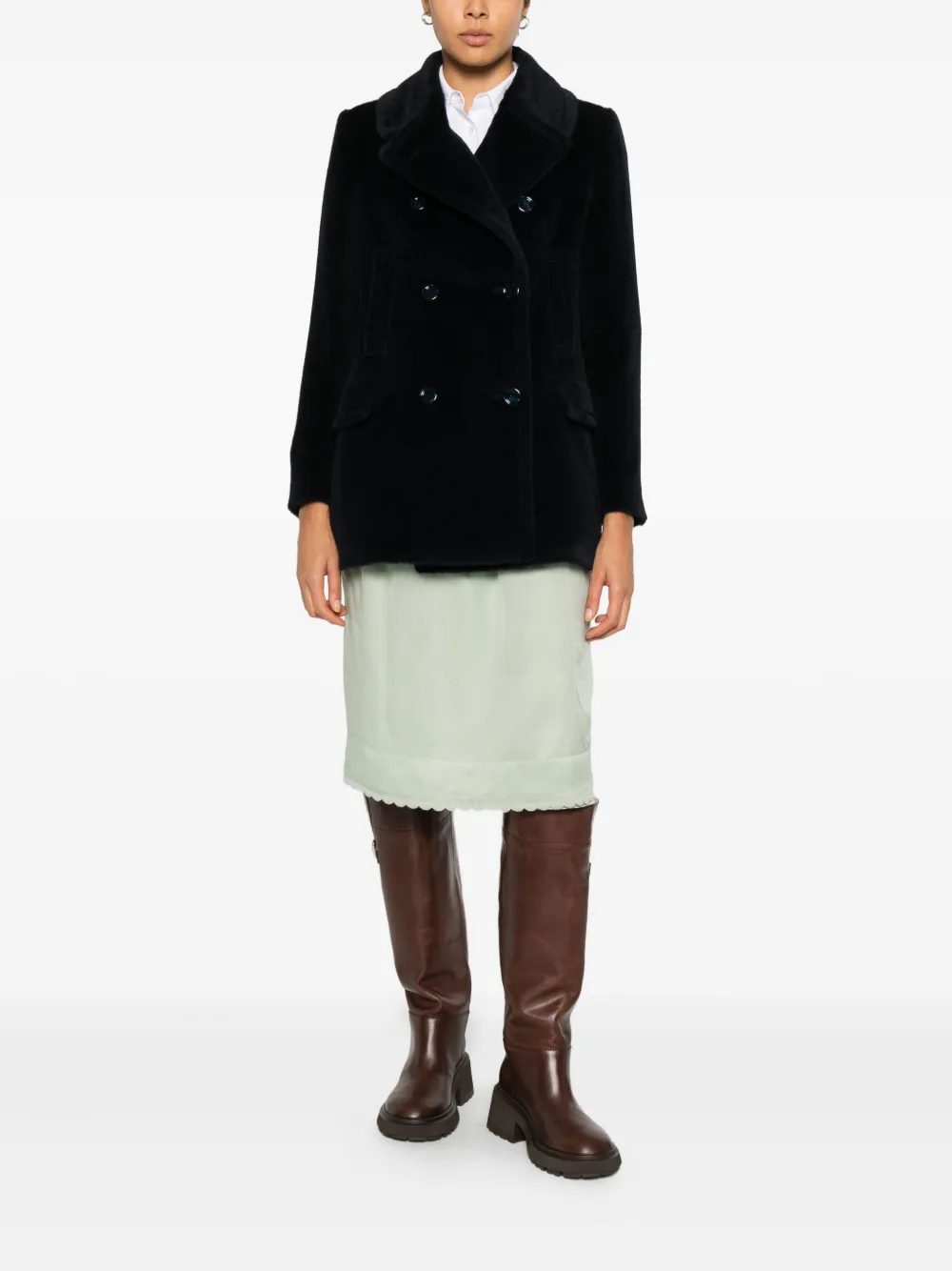 Tagliatore Abric Double-breasted Coat In Black