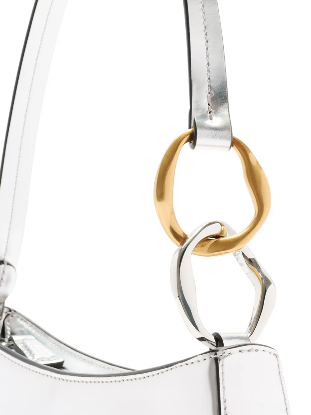 Staud Small Ollie Chain Shoulder Bag In Metallic