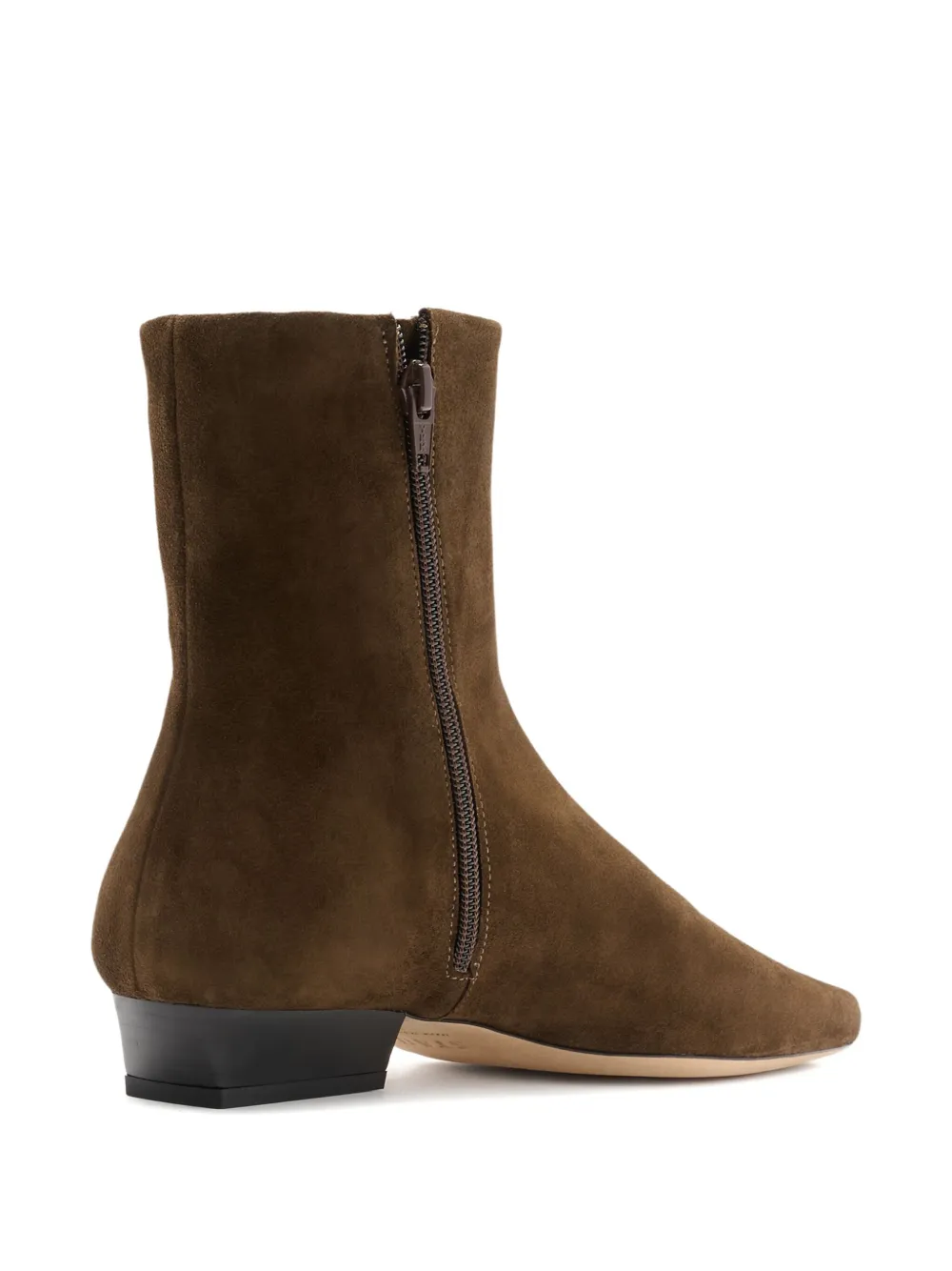 Staud Zipped Block-heel Ankle Boots In Brown
