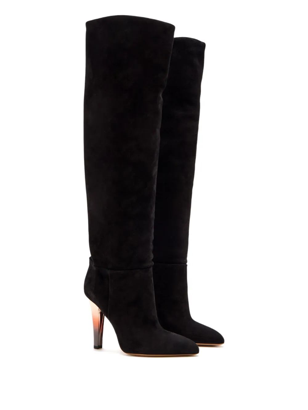 Paris Texas 10mm Pointed Suede Heel Boot In Black