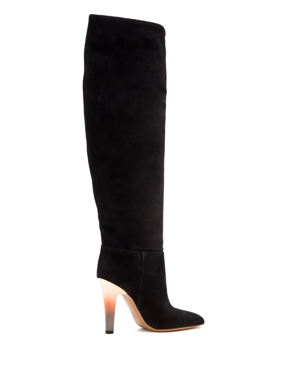 Paris Texas 10mm Pointed Suede Heel Boot In Black