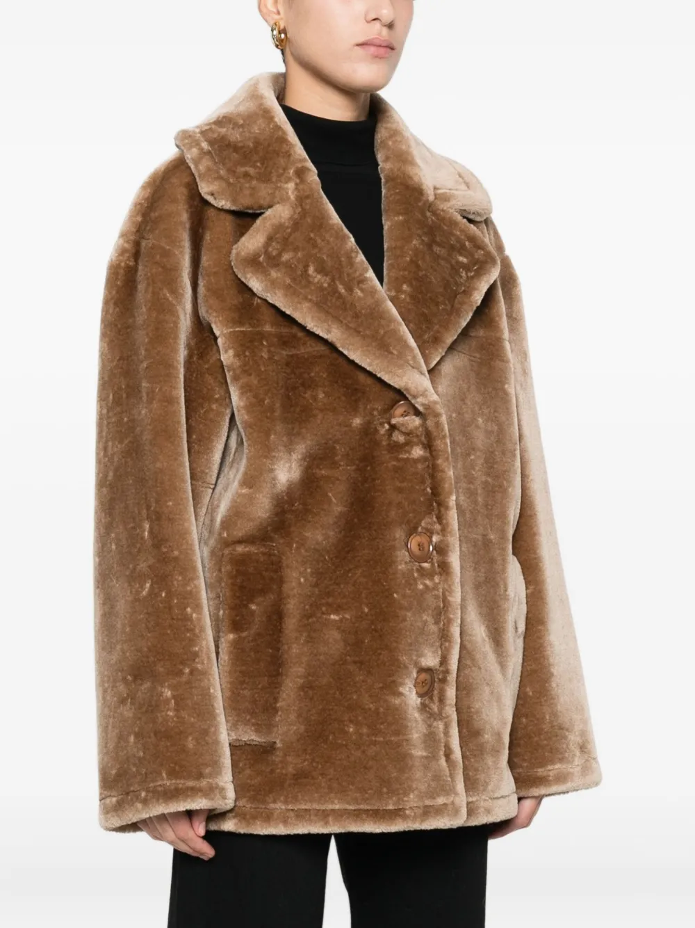Stand Studio Notch-lapels Coat In Brown