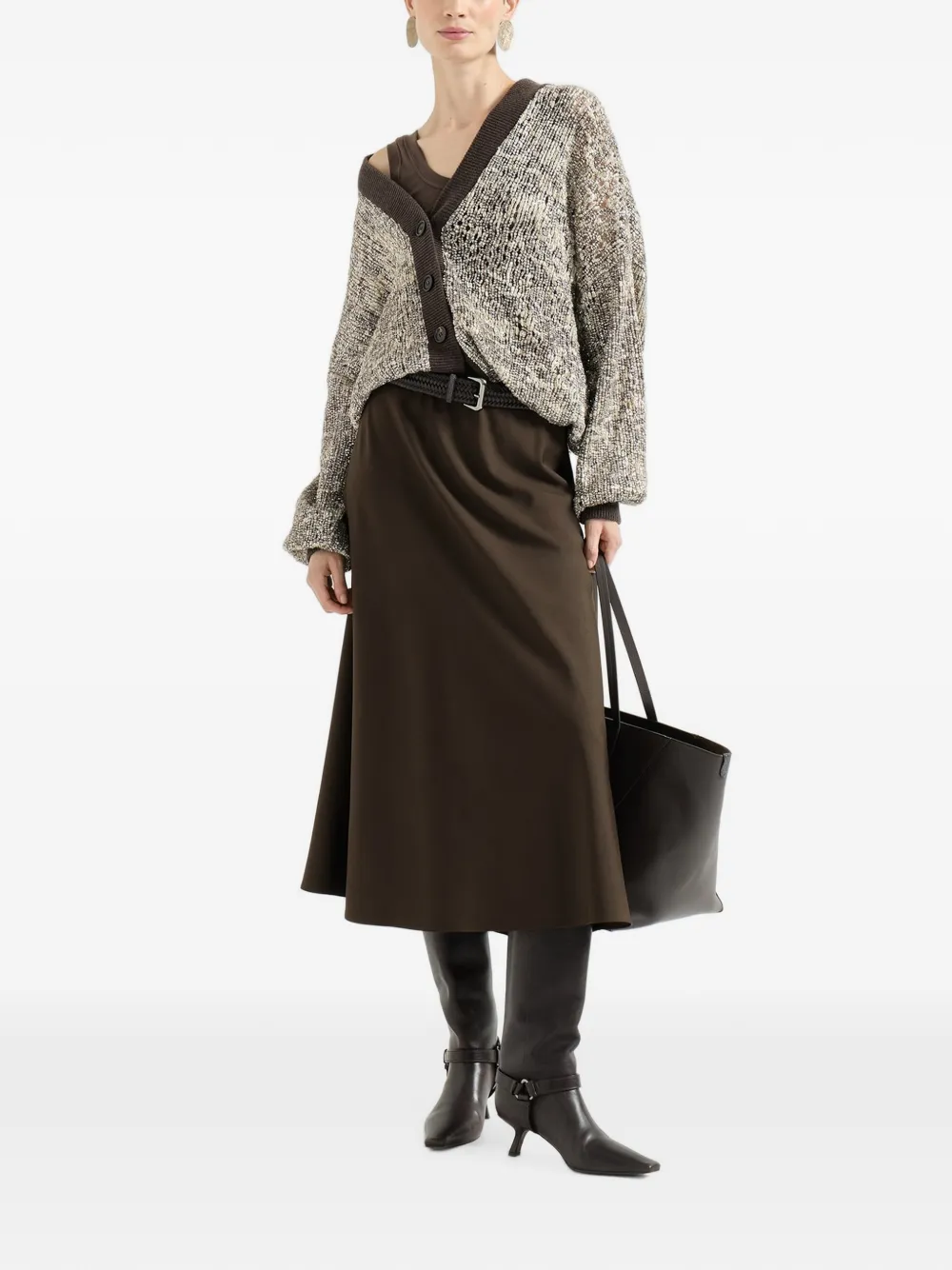 Brunello Cucinelli A-lijn midi-rok Bruin