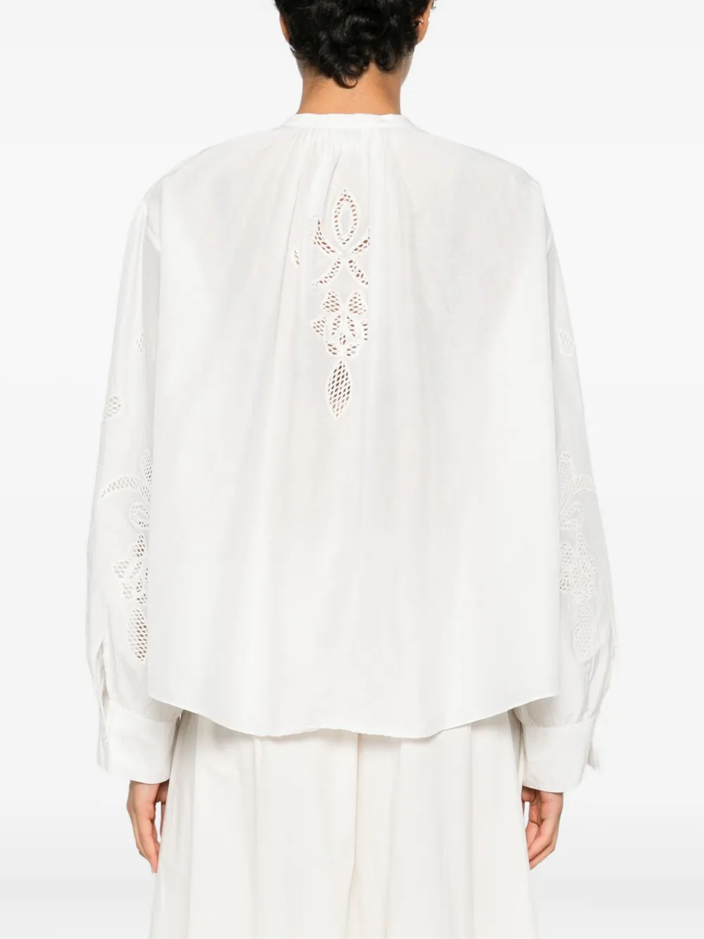Forte Shirt met geborduurde bloemen Wit