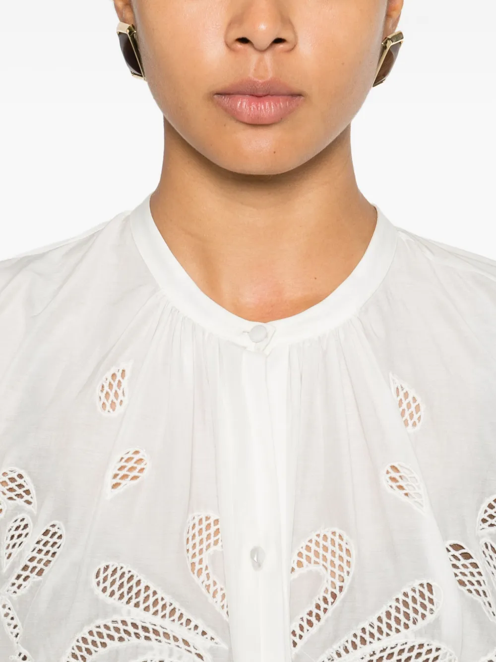 Forte Shirt met geborduurde bloemen Wit