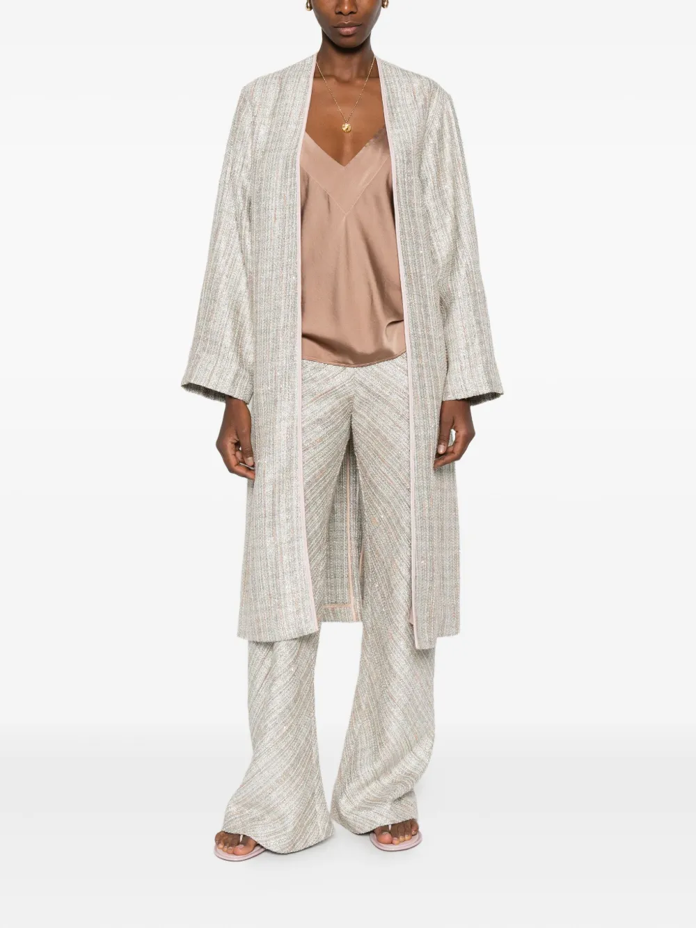 Forte Forte Gestreepte broek - Beige