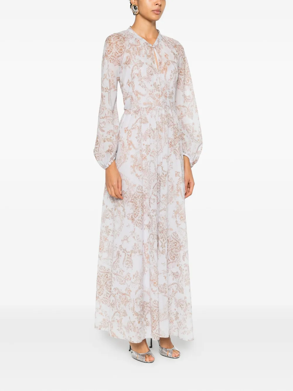 Forte Maxi-jurk met bloemenprint Wit