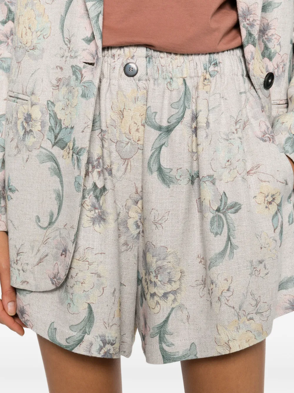 Forte Shorts met bloemenprint Beige