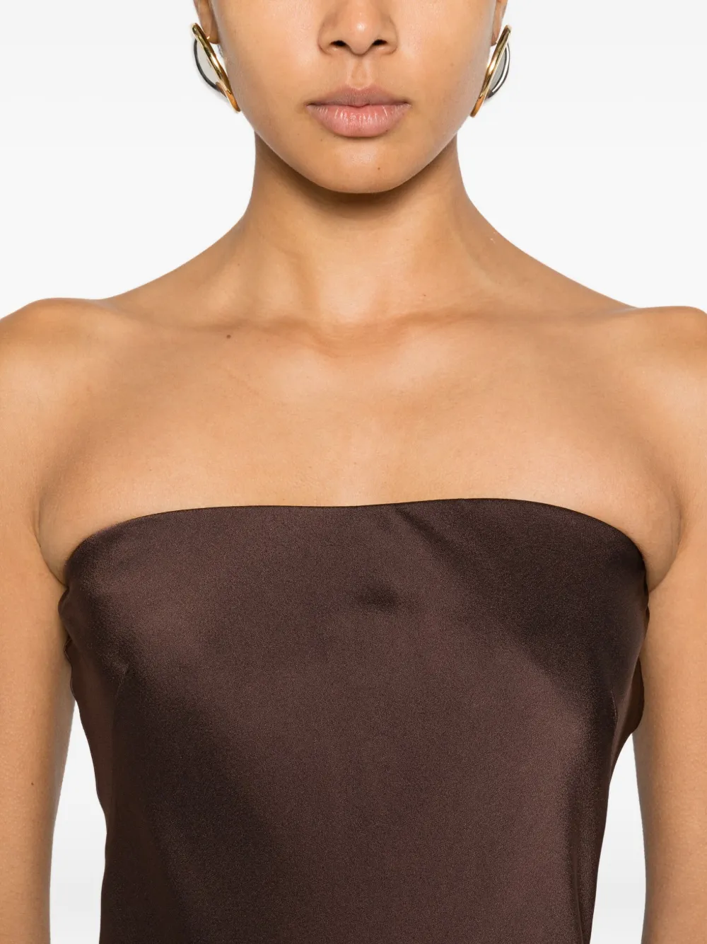 Forte Strapless midi-jurk Bruin
