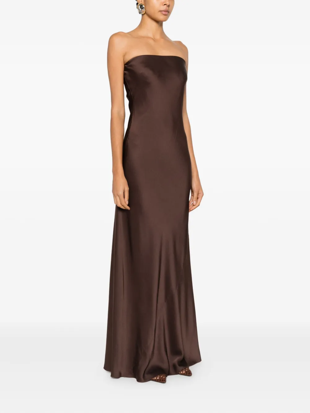 Forte Strapless midi-jurk Bruin
