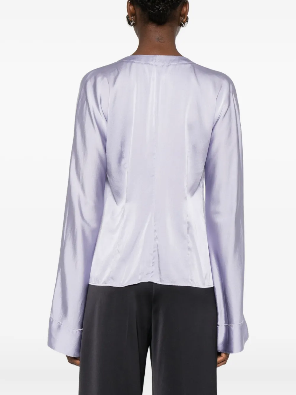 Forte Wikkelblouse met gestrikte taille Paars