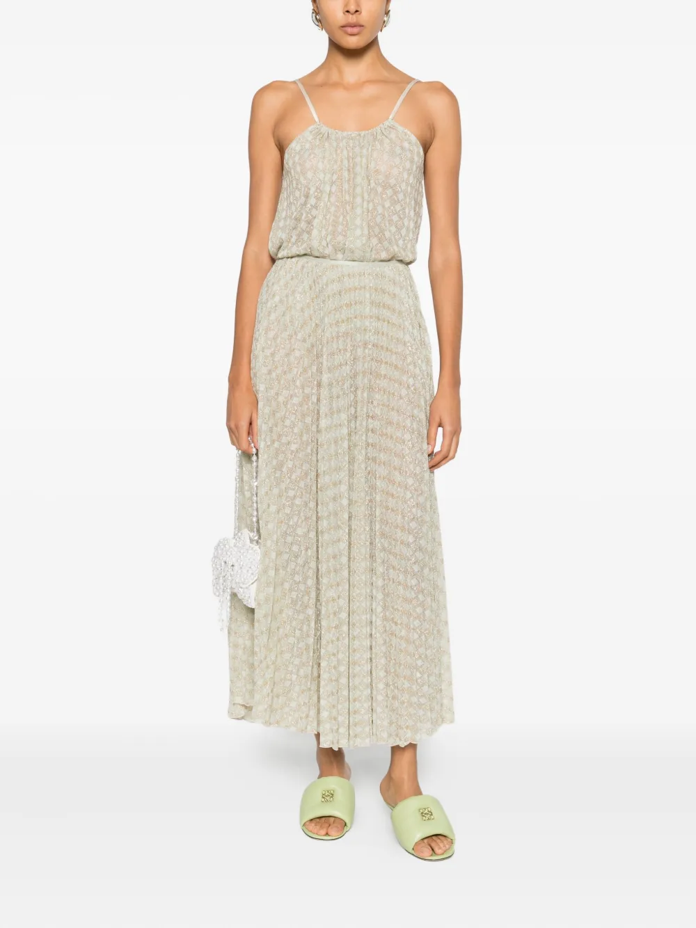 Forte Forte Pliss&eacute; midi-rok met patroon - Beige