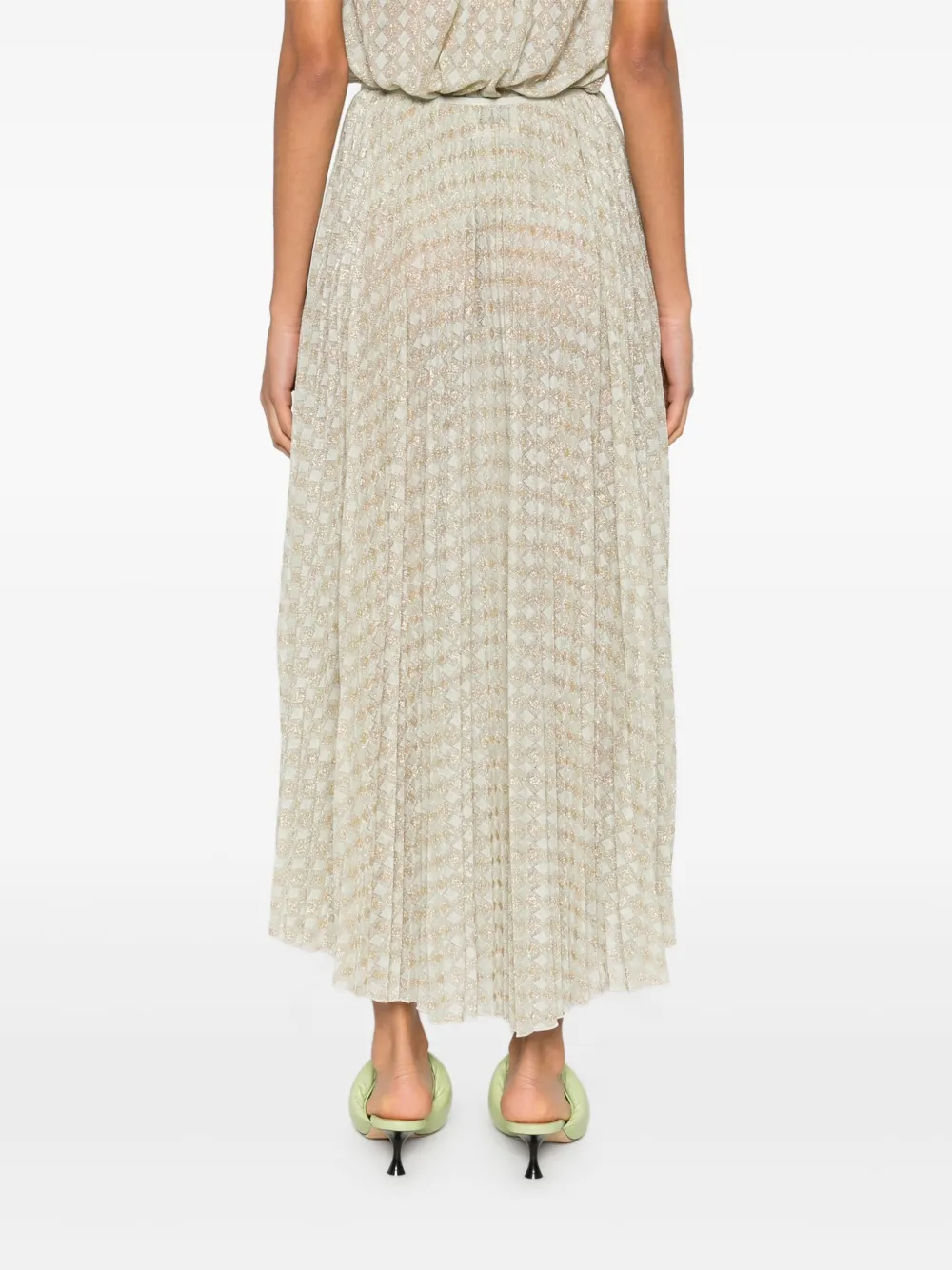 Forte Plissé midi-rok met patroon Beige