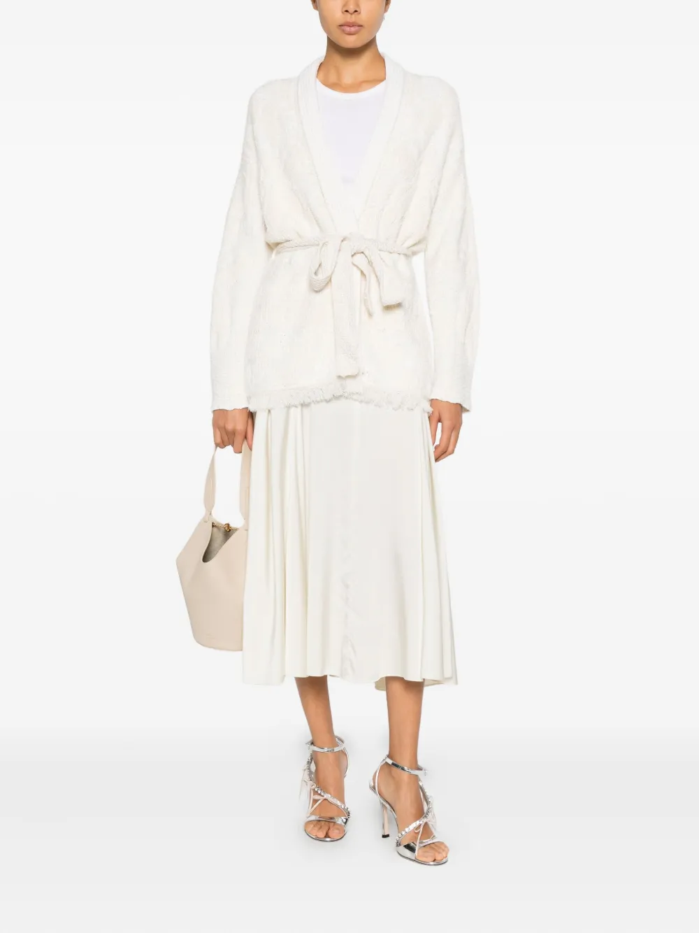  Forte Forte Fringed Belted Cardigan - White 