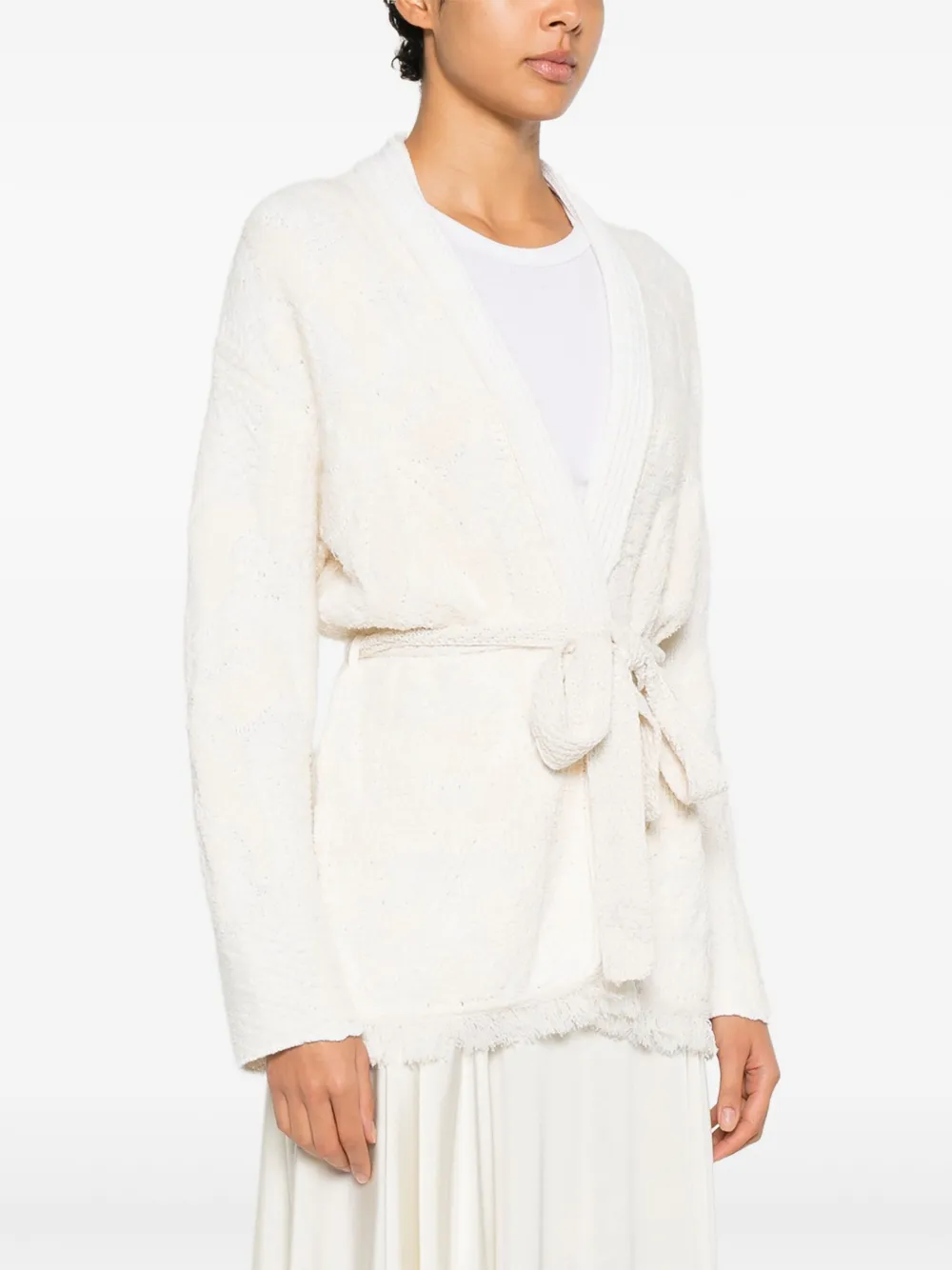  Forte Forte Fringed Belted Cardigan - White 