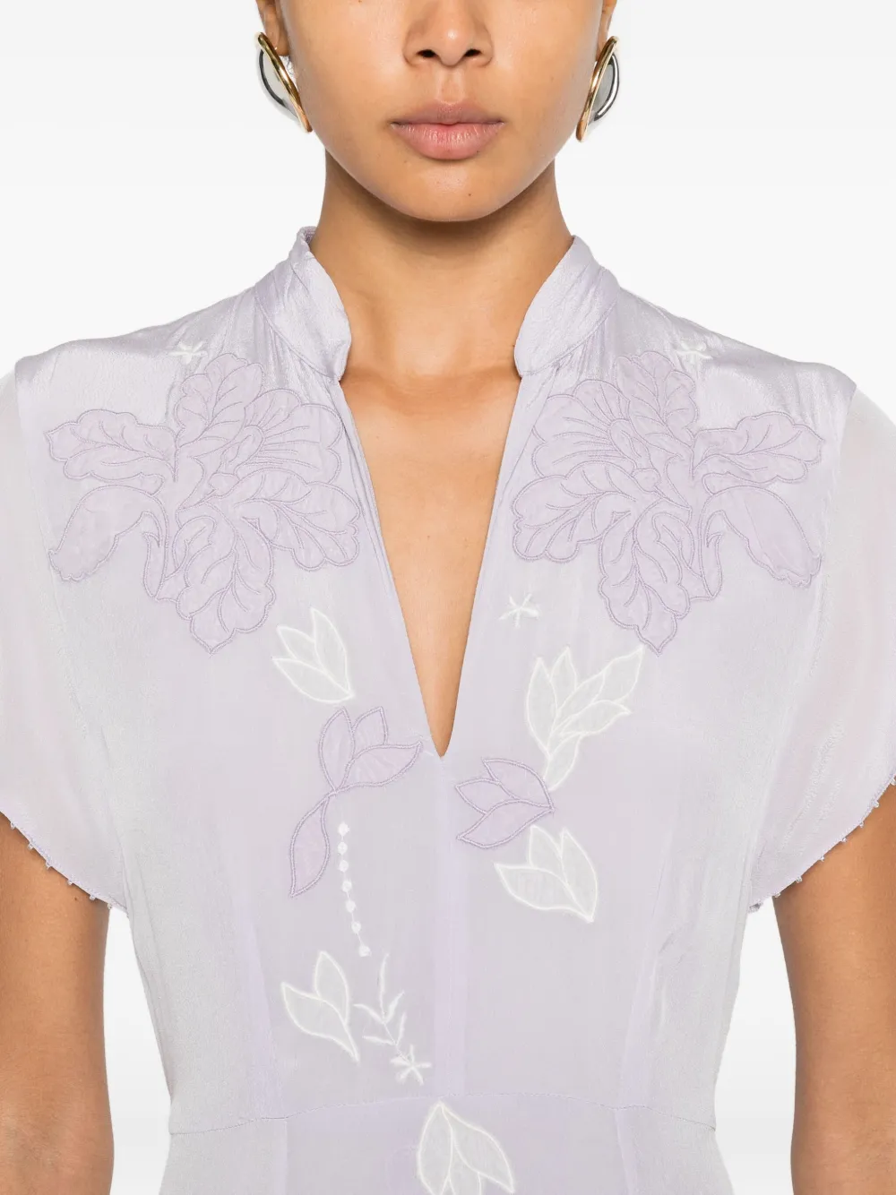Forte Maxi-jurk met bloemenprint Paars