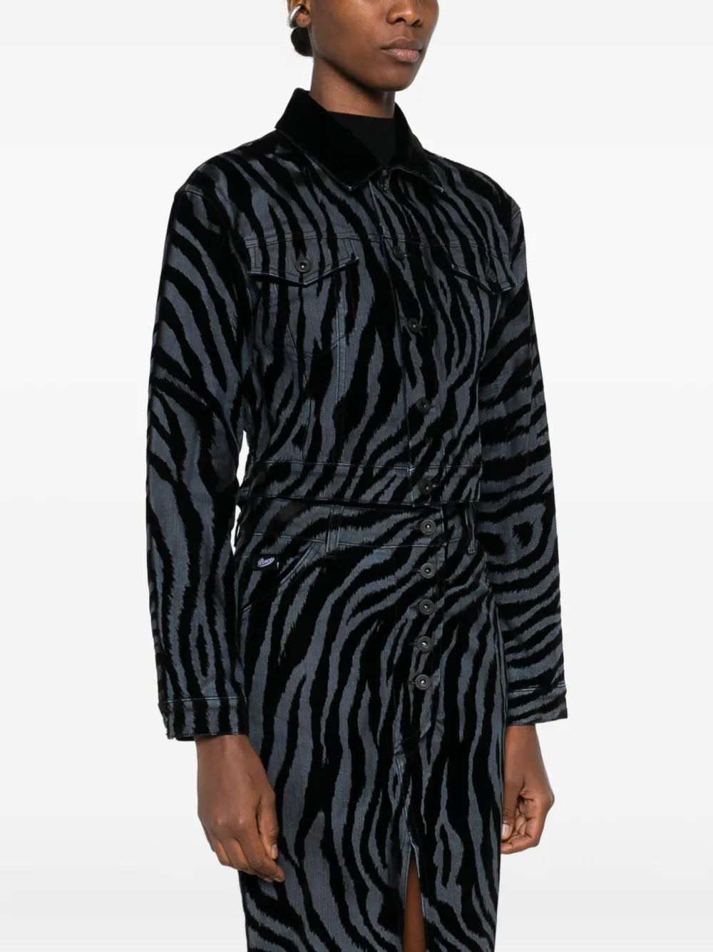 Pence Amelia jack met zebraprint en kraag Zwart