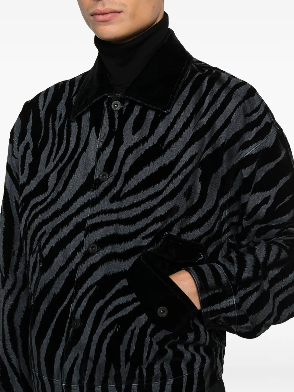 Pence Luis shirtjack met zebraprint en knopen Zwart