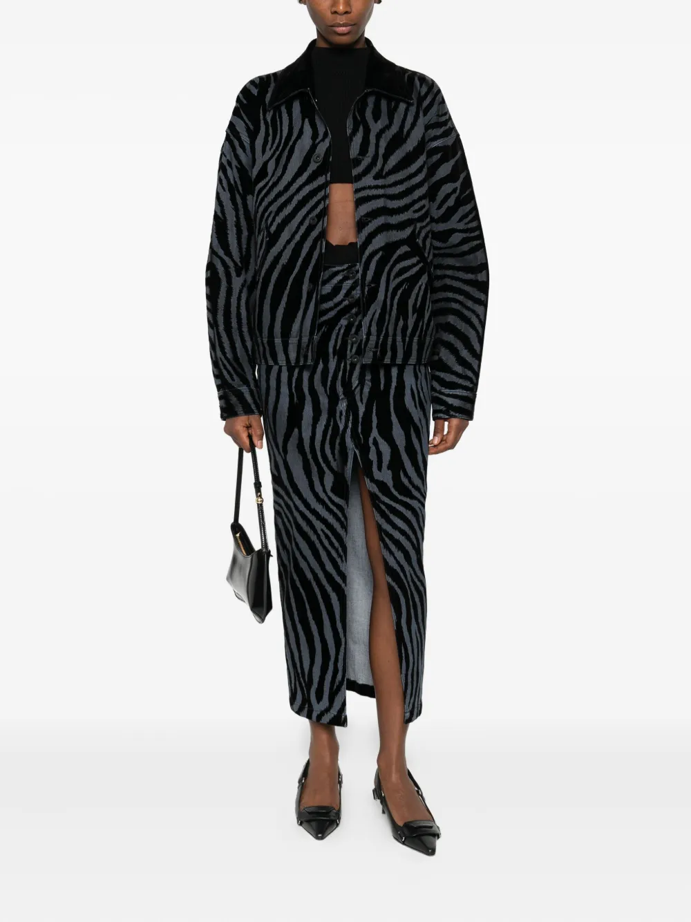 Pence Luis shirtjack met zebraprint en knopen Zwart